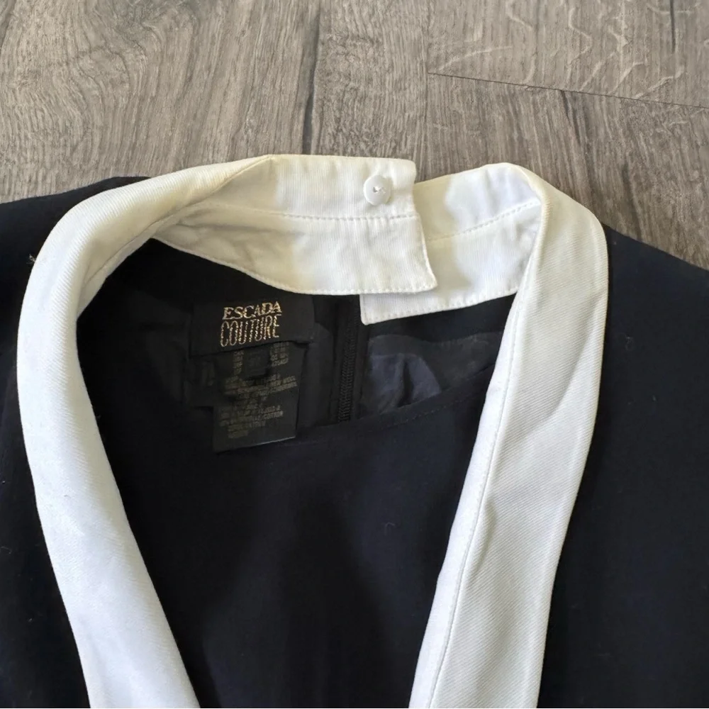 Vintage Escada Couture Black White romper Dress with Gold Accents size 36 - Picture 9 of 14